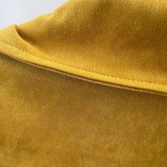 Faux Suade Chapter One Womens Mustard‎ Notch Lapel Moto Jacket Size Small NWT - Picture 7 of 7